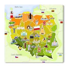 Obraz na płótnie Mapa Polski