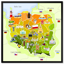 Plakat w ramie Mapa Polski