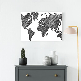 Obraz na płótnie Zakreskowana mapa świata