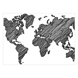 Plakat Zakreskowana mapa świata
