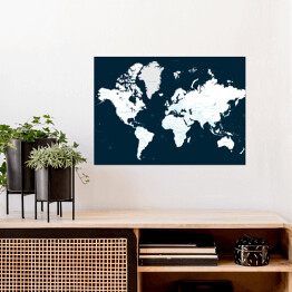 Plakat Czarno biała mapa świata