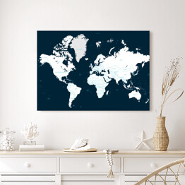 Obraz na płótnie Czarno biała mapa świata