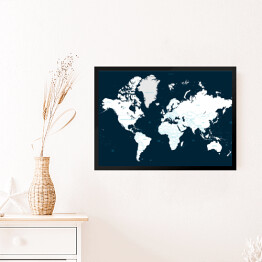 Obraz w ramie Czarno biała mapa świata