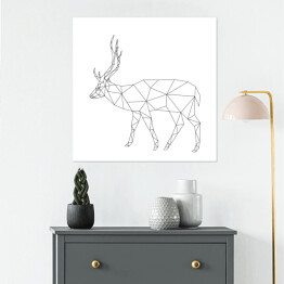 Plakat samoprzylepny Geometryczna sylwetka jelenia na białym tle