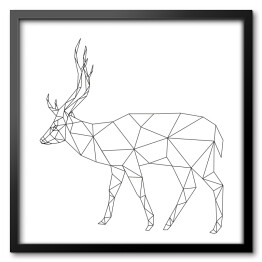 Obraz w ramie Geometryczna sylwetka jelenia na białym tle