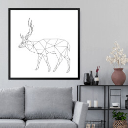 Obraz w ramie Geometryczna sylwetka jelenia na białym tle
