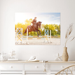 Plakat Młoda dziewczyna jadąca na koniu - ilustracja