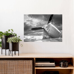 Plakat samoprzylepny Czarno bialy dawny samolot