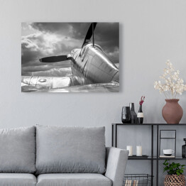 Obraz na płótnie Czarno bialy dawny samolot