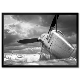 Plakat w ramie Czarno bialy dawny samolot