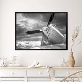 Obraz w ramie Czarno bialy dawny samolot