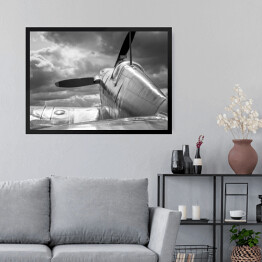Obraz w ramie Czarno bialy dawny samolot