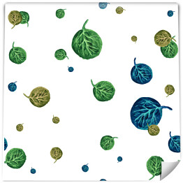 Akwarela - jesienne listki w odcieniach niebieskiego i zielonego