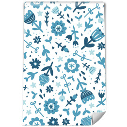 Tapeta samoprzylepna w rolce Niebieskie polne kwiaty na białym tle
