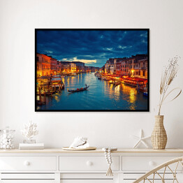 Plakat w ramie Widok na Kanał Grande wieczorem, Wenecja, Włochy