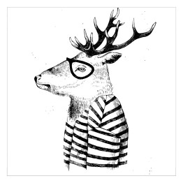 Plakat samoprzylepny Ubrany jelen w stylu hipster