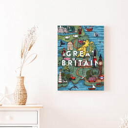 Obraz na płótnie Mapa z symbolami kraju - Wielka Brytania