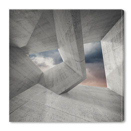 Obraz na płótnie Betonowe bloki z pochmurnym niebem w tle 3D