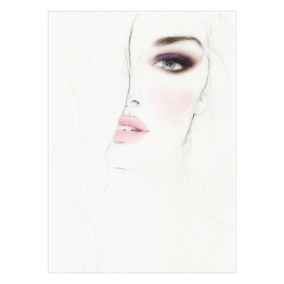 Plakat samoprzylepny Kobieta w pięknym makijażu - akwarela