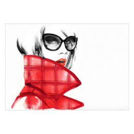 Plakat Kobieta w czerwonym płaszczu