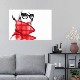 Plakat Kobieta w czerwonym płaszczu