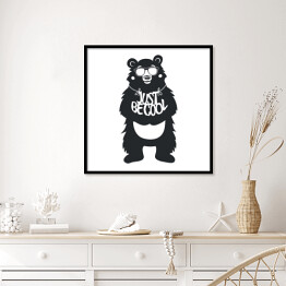 Plakat w ramie Typografia z niedźwiedziem w okularach przeciwsłonecznych 