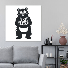 Plakat samoprzylepny Typografia z niedźwiedziem w okularach przeciwsłonecznych 