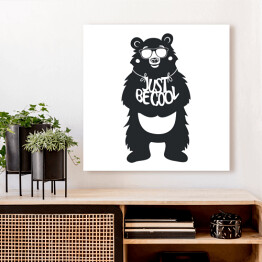 Obraz na płótnie Typografia z niedźwiedziem w okularach przeciwsłonecznych 