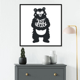 Plakat w ramie Typografia z niedźwiedziem w okularach przeciwsłonecznych 