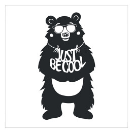 Plakat samoprzylepny Typografia z niedźwiedziem w okularach przeciwsłonecznych 