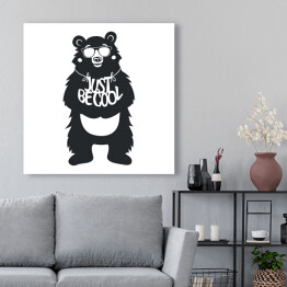 Obraz na płótnie Typografia z niedźwiedziem w okularach przeciwsłonecznych 