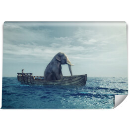 Fototapeta Słoń w łodzi na morzu