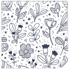 Tapeta samoprzylepna w rolce Czarno-biały ozdobny kwiatowy wzór