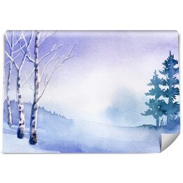 Fototapeta winylowa zmywalna Zimowy krajobraz - polana pokryta śniegiem