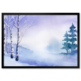 Plakat w ramie Zimowy krajobraz - polana pokryta śniegiem