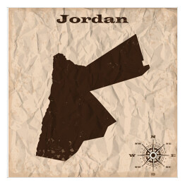 Jordania - stara mapa w stylu grunge na zmiętym papierze