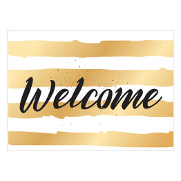 Plakat samoprzylepny "Witamy" - napis na biało zlotym tle