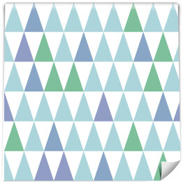 Tapeta w rolce Zielone, niebieskie i fioletowe trójkąty na białym tle