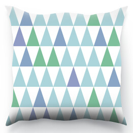 Poduszka Zielone, niebieskie i fioletowe trójkąty na białym tle