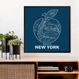 Obraz w ramie Nowy Jork w kształcie jabłka
