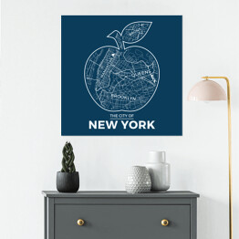Plakat samoprzylepny Nowy Jork w kształcie jabłka