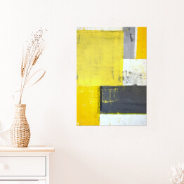 Plakat samoprzylepny Szaro żółta abstrakcja