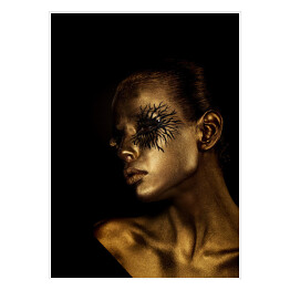 Plakat Młoda kobieta w czarno złotym artystycznym makijażu glamour