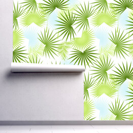 Tapeta samoprzylepna w rolce Błękitne i zielone liście z drzewa palmowego 