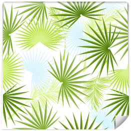 Tapeta winylowa zmywalna w rolce Błękitne i zielone liście z drzewa palmowego 