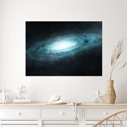 Plakat samoprzylepny Błękitne galaktyki spiralne w przestrzeni kosmicznej