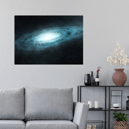 Plakat Błękitne galaktyki spiralne w przestrzeni kosmicznej