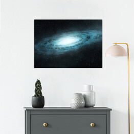 Plakat Błękitne galaktyki spiralne w przestrzeni kosmicznej