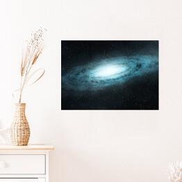 Plakat samoprzylepny Błękitne galaktyki spiralne w przestrzeni kosmicznej