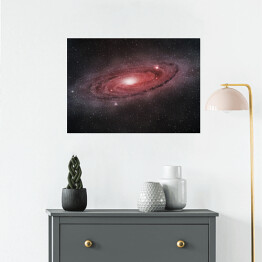 Plakat samoprzylepny Fioletowo-czerwone galaktyki spiralne w przestrzeni kosmicznej